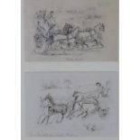 John Leech (1817 - 1864) two ink drawings inscribed 'Racing the Mail' and 'Down the hill on a frosty