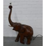 Hardwood elephant floor lamp, 50 x 84cm