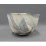 Studio pottery bowl in blue and grey, 12 x 20cm