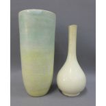 Studio pottery vase and a smaller vase of bottle neck form, (2) 24 x 11cm