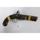 Flintlock short pistol with a 6" octagonal barrel, the steel plate inscribed Playfair, (a/f) overall