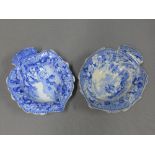 Two English 18th /19th century blue and white pickle dishes, one impressed 'Marsh' 15 x 13cm (2)