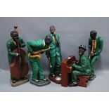 Five piece jazz band, painted composite, tallest 55cm (5)