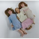 Simon and Halbig bisque head doll, brown wig, blue glass sleeping eyes, open mouth with teeth and