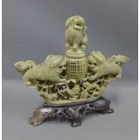 Chinese soapstone kylin carving, 30 x 31cm