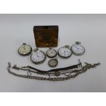 Three silver cased pocket watches, Epns picket watch and a silver cased fob watch, silver watch