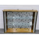 Retro 1950s cocktail glass wall shelves, with mirrored back, 91 x 66 x 15cm
