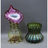 Art Nouveau glass vase, likely Austrian together with an early 20th century Jack in the Pulpit vase,