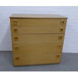 Vintage Schreiber chest with five graduating long drawers, 92 x 94 x 43cm