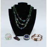 Collection of costume jewellery to include a vintage cicada brooch, coloured beads, bangle and two