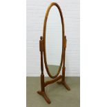 Pine cheval mirror. 157 x 57cm