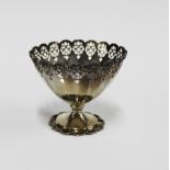George V silver bowl, fluted with pierced top rim, by Mappin & Webb, Sheffield 1933, 9.5 x 8cm