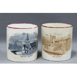 Wemyss pottery mugs one with Balmoral and the other with Crathie Church (2) 10cm