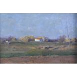 Robert Payton Reid, ARSA (1859-1945) rural Landscape with farm buildings, oil on board, signed and