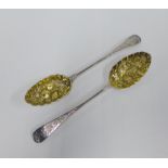 Silver gilt berry spoon, Alexander Gardner, Edinburgh 1778 and another by James Mackay, Edinburgh