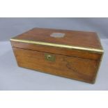 Victorian rosewood and brass mounted writing slope, with presentation plaque 19 x 46 x 26cm