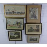 Six various framed prints to include Chairing the Jolly God, (6)