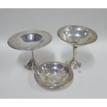 American Sterling silver tazza with gadrooned edge 16cm high, together with another silver plate