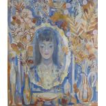 John Thomson, Young Woman in a Mirror, oil on board, signed and dated '66, framed 67 x 77cm