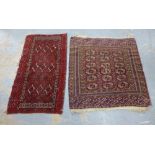 Tekke rug of typical design together with an Ersari rug, 120 x 117cm and 139 x 78cm (2)