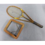 Hazells Streamline vintage tennis racket, stamped Made in england by Hazells Limited. 69 x 22cm