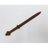 Scottish provincial mahogany 'Iona' paper knife, Alexander Ritchie, c. 1905, 35cm