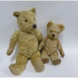 Two vintage blonde fur teddy bears, 50cm (2)