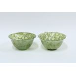 Two jade green tea bowls (2) 5 x 11cm