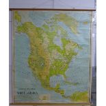 Vintage Physical & Political map of North America, 130 x 110