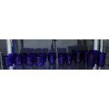 Quantity of bristol blue coloured glass tumblers, various sizes (24) 12cm
