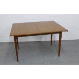 Meredew teak dining table, extending, with makers disc to underside, 90 x 75 x 170 (open) cm.