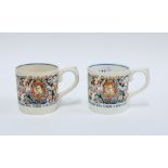 Two Dame Laura knight King George & Queen Elizabeth Coronation mugs, (2)