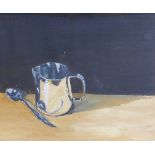 Contemporary School still life with a jug and spoon, oil on board, unsigned, framed under glass,