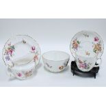 Derby Posies teaset by Royal Crown Derby with nine cups, eight saucers, eight side plates, cream jug