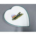 Wemyss heart shaped tray decorated with curling tongs on a fancy stand, 29cm