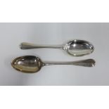 Two Scottish Hanoverian silver table spoons, one by Milne & Campbell, Glasgow circa 1776 and the