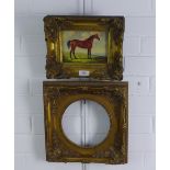 Racehorse oil on board, signed Belle, in an ornate frame together with another gilt frame (2) larger