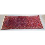 Hamadan runner, red field with foliate pattern and borders, 208 x 80cm