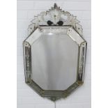 Venetian glass wall mirror, 50 x 84cm