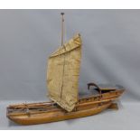 Wooden model of a Chinese Junk. 70 x 84cm