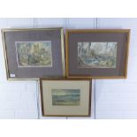 Michael Brockway, (b.1919) group of three watercolours to include Bourton Vale, Stream & Palladian