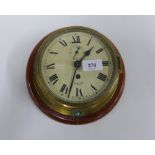 Smiths Empire ships style brass wall clock, 20cm, on a wooden plaque