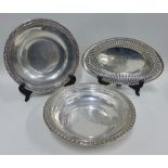 Collection of American silver to include an oval half flute dish, 27cm long, large bowl and a