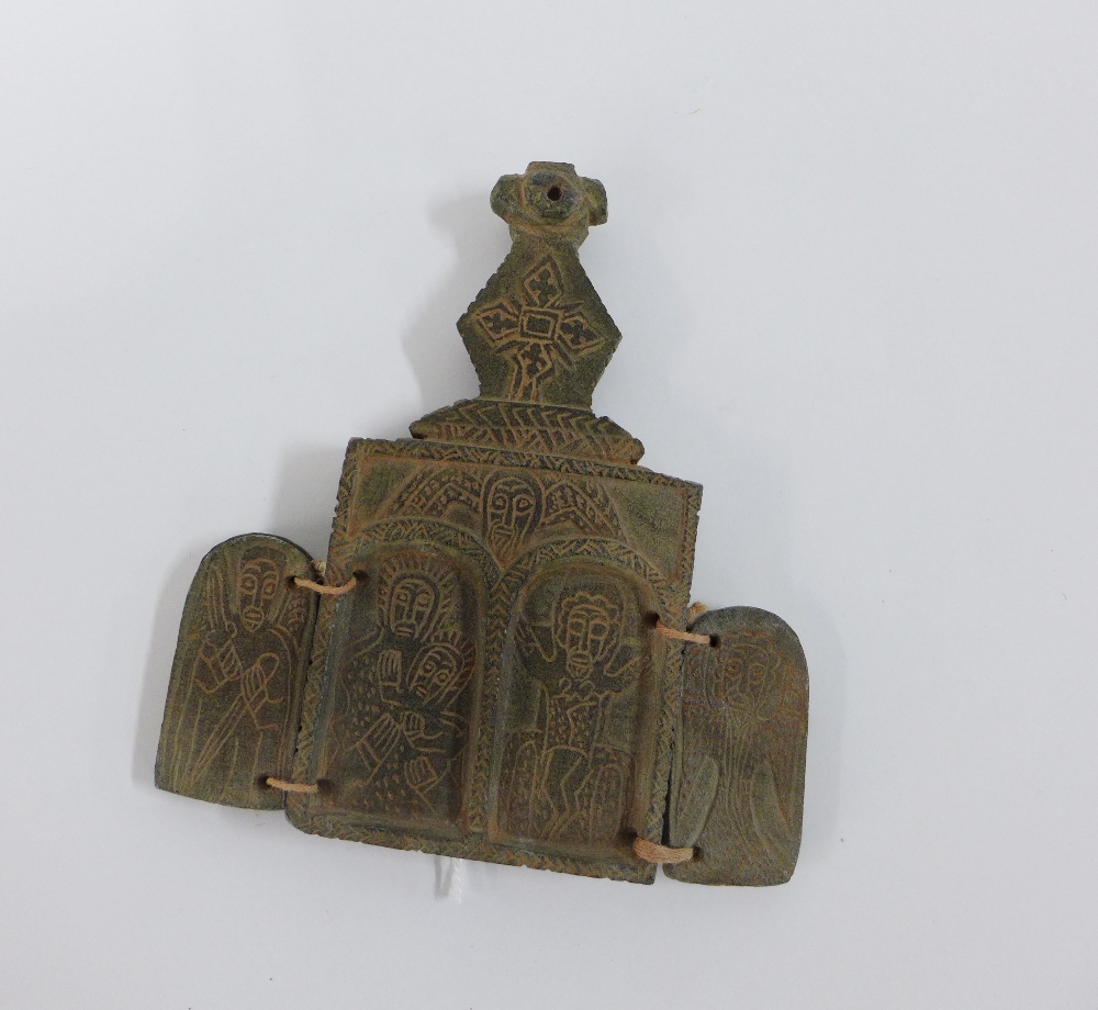 Ethiopian Coptic carved stone shrine, 14cm - Image 3 of 3