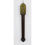 19th century stick barometer in an mahogany case with brass dial inscribed Watkins & Hill, Charing