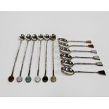 Sammy of Hong Kong, Sterling silver set of six coffee spoons and a set of six long handled spoons,
