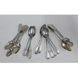 A collection of seventeen early 19th century Aberdeen silver teaspoons to include 7 fiddle pattern