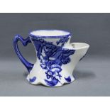 Floris of London blue and white pottery shaving jug 11 x 18cm