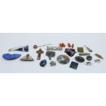 Collection of contemporary brooches, silver brooch and costume jewellery brooches, together with