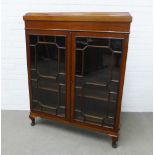 Mahogany & inlaid display cabinet with astragal glazed doors, shelved interior and cabriole legs,
